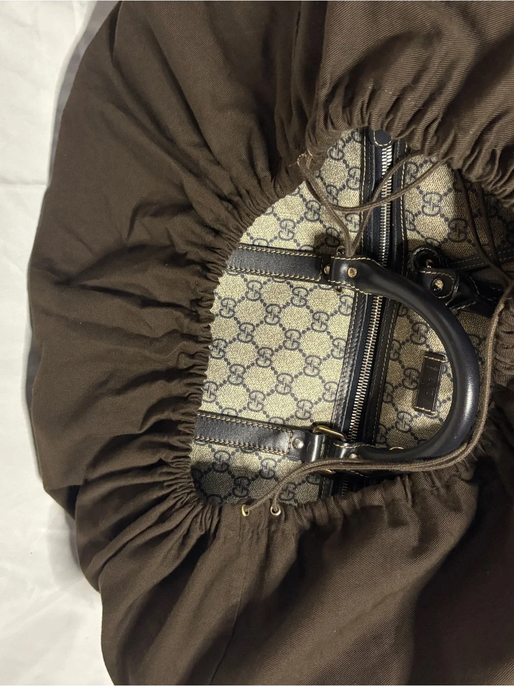 Gucci Beige and Navy GG Monogram Duffel Bag - Picture 16 of 17
